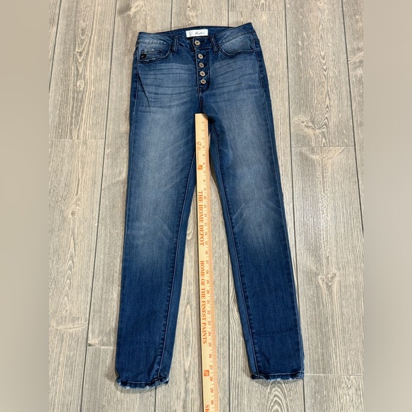 KanCan High Rise Button Fly Skinny Jeans Size 5/26 Medium Wash - Picture 7 of 10